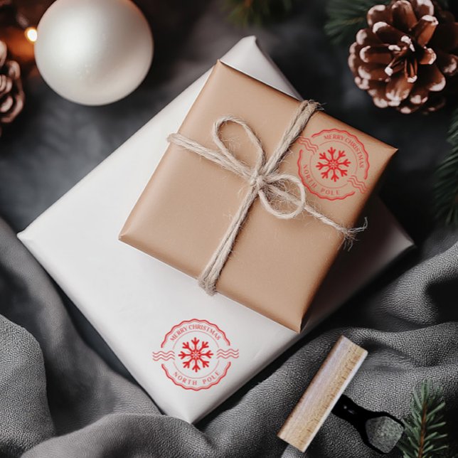 Merry Christmas North Pole Red Classic Rubber Stamp (Merry Christmas North Pole Red Classic Rubber Stamp)