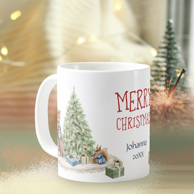 Merry Christmas Nostalgic Cute Animal Keepsake Coffee Mug (Merry Christmas Nostalgic Cute Animal Keepsake Coffee Mug ©Susanne Sachers - Sunny Mind 🌞)
