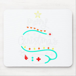 Merry Christmas Nurse Doctor Stethoscope Christmas Mouse Pad