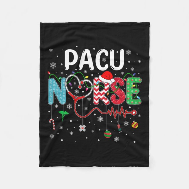 Merry Christmas Nurse Fun Pacu Nurse Christmas Pat Fleece Blanket (Front)