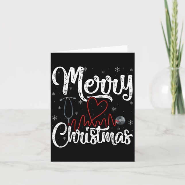 Merry Christmas Nurse Nursing Stethoscope,  Card (Front)