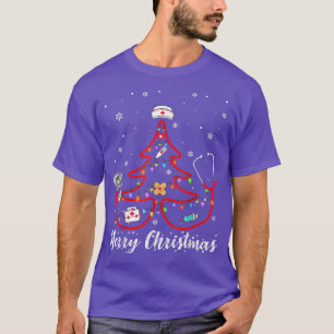 Merry Christmas Nurse Tree Stethoscope RN LPN Scru T-Shirt