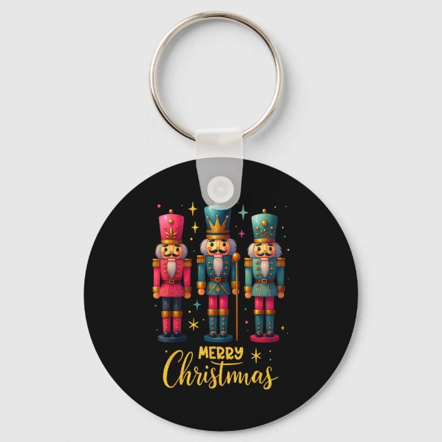 Merry Christmas Nutcracker Ballet Dance Women Kids Key Ring (Front)