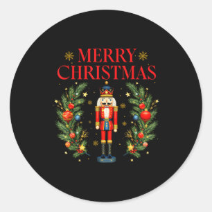 Merry Christmas Nutcracker Ballet Festive Xmas Men Classic Round Sticker