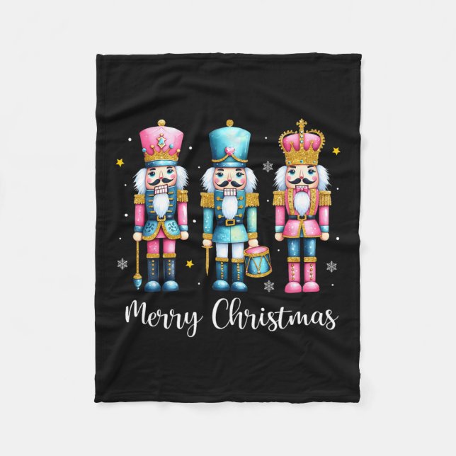 Merry Christmas Nutcracker Ballet Festive Xmas Men Fleece Blanket (Front)