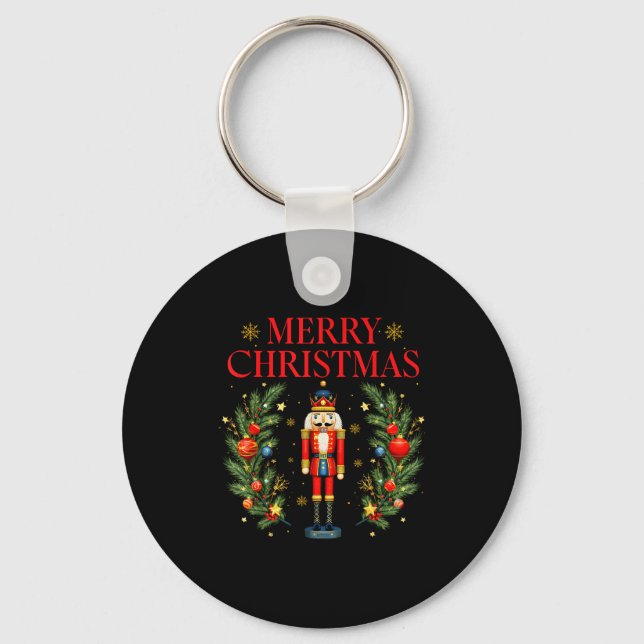 Merry Christmas Nutcracker Ballet Festive Xmas Men Key Ring (Front)