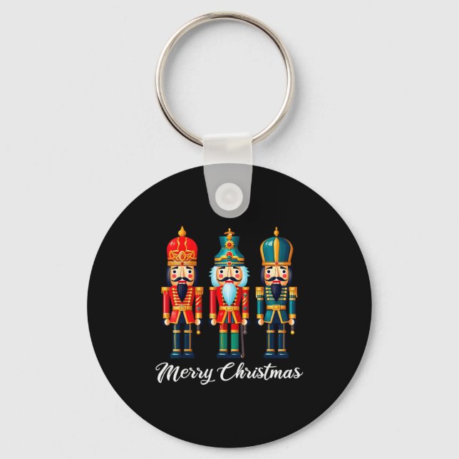 Merry Christmas Nutcracker Ballet Festive Xmas Men Key Ring (Front)