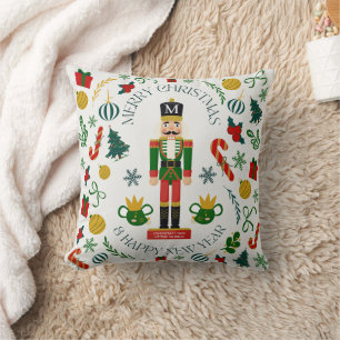 Merry Christmas nutcracker custom monogram Cushion