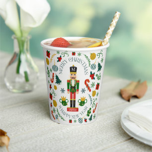 Merry Christmas nutcracker custom monogram Paper Cups