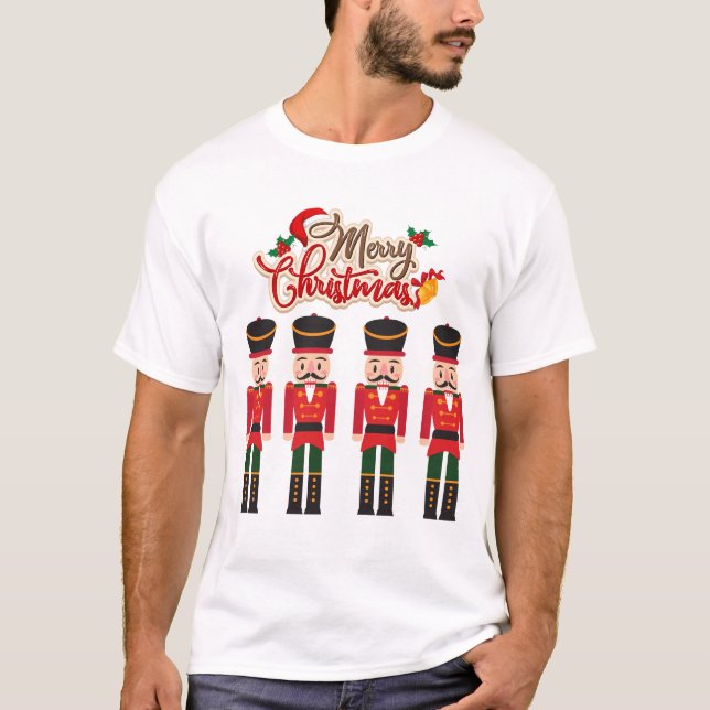 Merry Christmas Nutcracker Festive Holiday Tee  (Front)