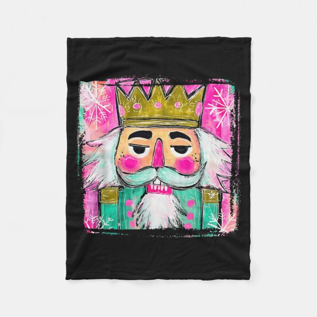 Merry Christmas Nutcracker Men Women Kids Xmas Paj Fleece Blanket (Front)