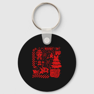 Merry Christmas Nutcracker Santa Clause Gingerbrea Key Ring