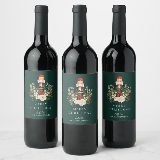 Merry Christmas Nutcracker Script Family Custom Wine Label (Bottles)