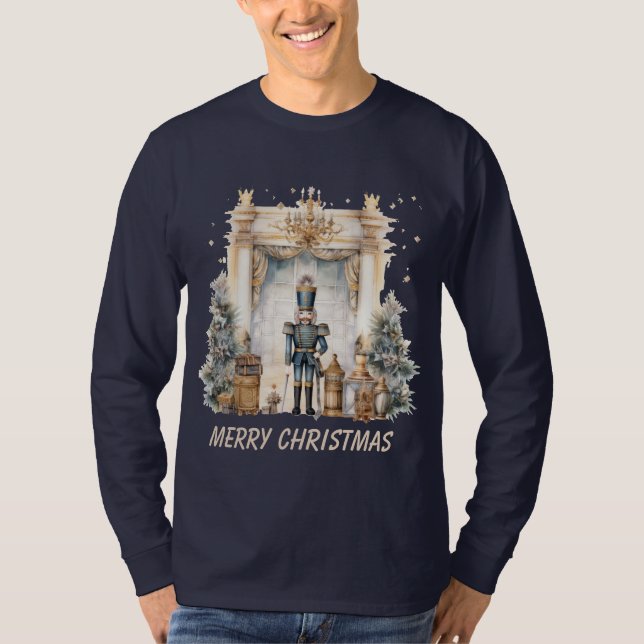 Merry Christmas nutcracker watercolor  T-Shirt (Front)