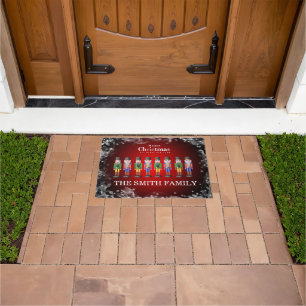 Merry Christmas Nutcrackers Red Gold Welcome Doormat