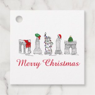Merry Christmas NYC Buildings Landmarks Holiday Favour Tags