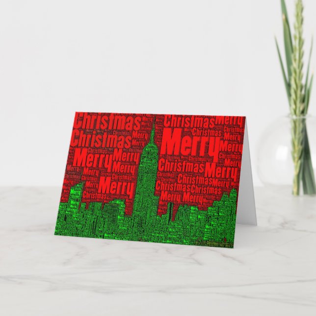 Merry Christmas: NYC Skyline Word Art Card  002 (Front)