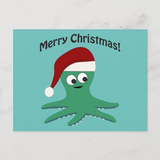 Merry Christmas Octopus Holiday Postcard (Front)