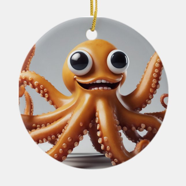 Merry Christmas Octopus Ornament (Front)