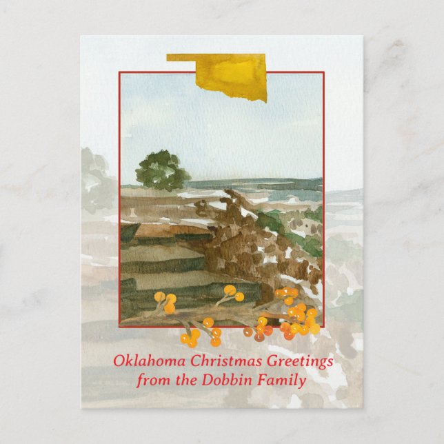 Merry Christmas Oklahoma Black Mesa Personalised Holiday Postcard (Front)