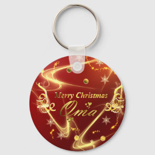 merry christmas oma  red and gold key ring