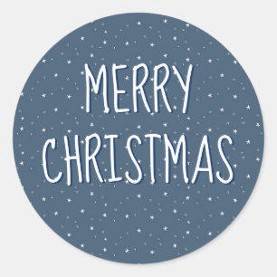 Merry Christmas On Stars Classic Round Sticker