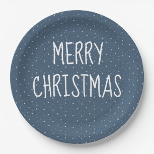 Merry Christmas On Stars Paper Plate