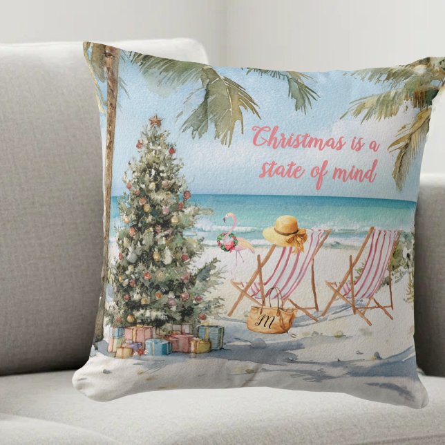 *Merry Christmas on the Beach Monogram  Cushion (Creator Uploaded)