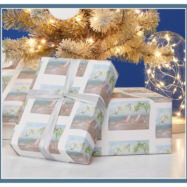 Merry Christmas on the Beach Wrapping Paper (Creator Uploaded)