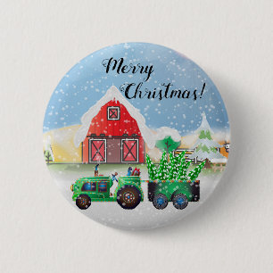Merry Christmas on the Country Farm 6 Cm Round Badge