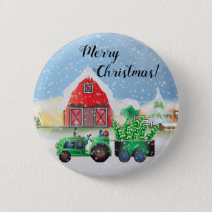 Merry Christmas on the Country Farm 6 Cm Round Badge
