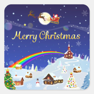 Merry Christmas on the Full Moon Square Sticker