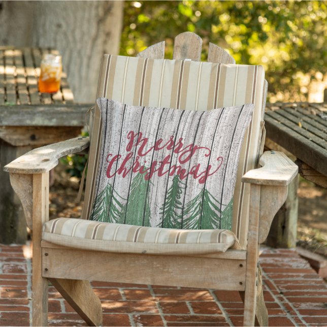 Merry Christmas On Weathered Wooden Planks Pattern Cushion (Chair)