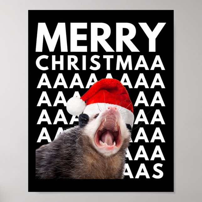 Merry Christmas Opossum Screaming Fun Men Women Ki Poster (Front)