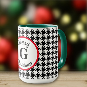 Merry Christmas or Name on Houndstooth 15oz Mug