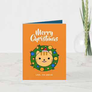 Merry Christmas Orange Cat Holiday Card