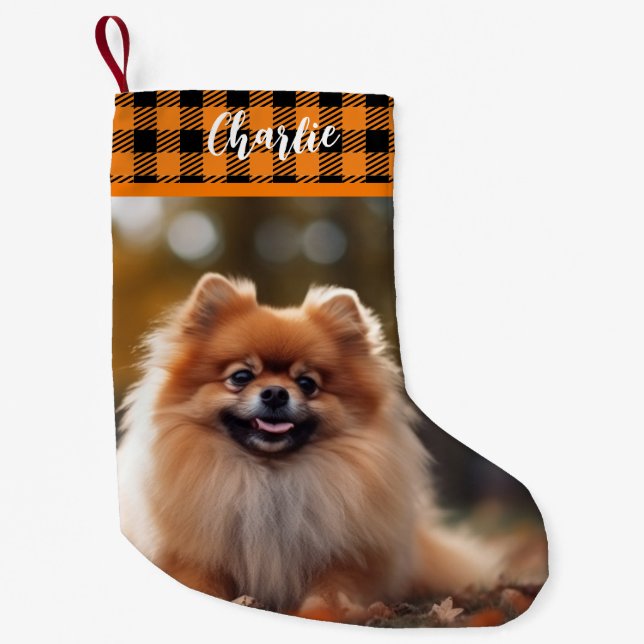 Merry Christmas Orange Flannel Small Gift Stocking (Front)