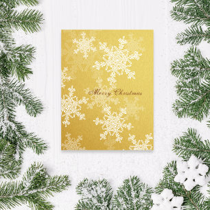 Merry Christmas Orange White Snowflakes Minimalist Holiday Postcard
