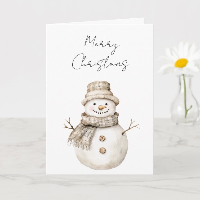 Merry Christmas Organic Snowman Card (Small Plant)