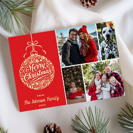 Merry Christmas Ornament Family Photo