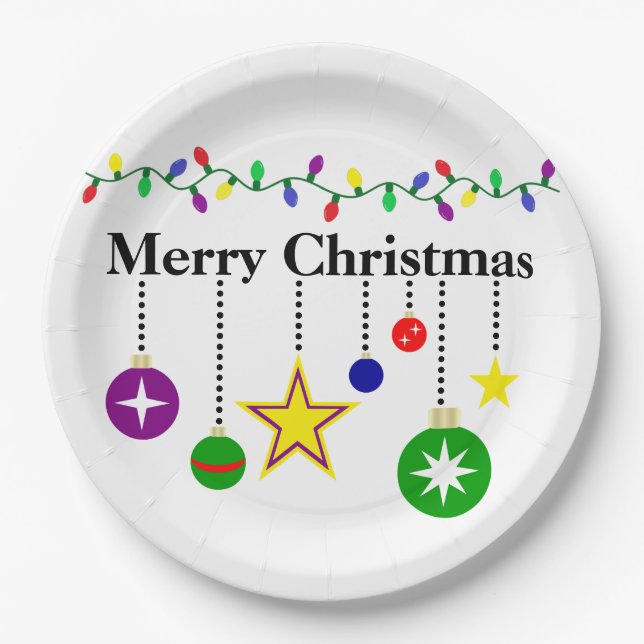 Merry Christmas Ornament Paper Plate (Front)