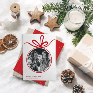 Merry Christmas Ornament Photo  Holiday Card