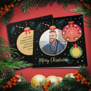  Merry Christmas Ornament Photo Personalise Card