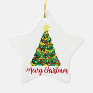 Merry Christmas Ornament With Christmas Tree 