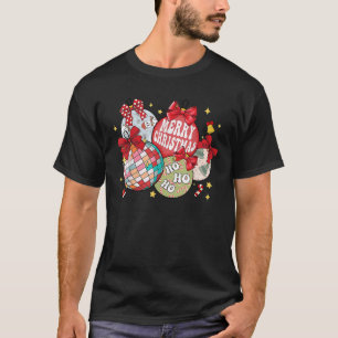 Merry Christmas Ornaments Disco Ball Coquette Bow T-Shirt