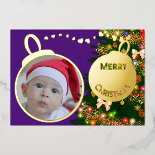 Merry Christmas Ornaments - Family Photo Gold
