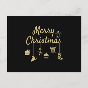 Merry Christmas Ornaments gold colour golden decor Postcard