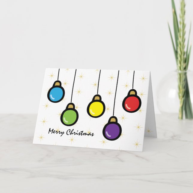 Merry Christmas Ornaments Gold Star Greeting Card (Front)