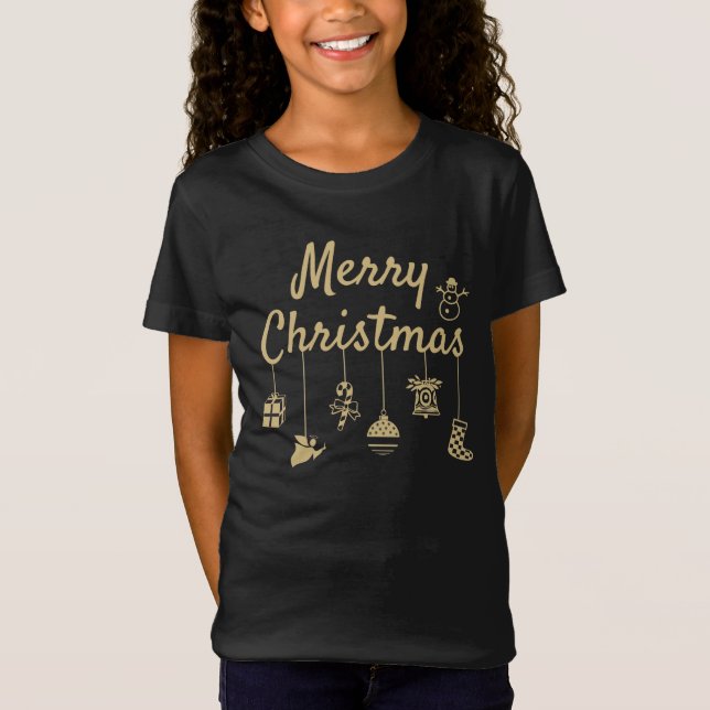 Merry Christmas Ornaments gold T-Shirt (Front)
