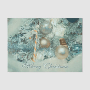 Merry Christmas Ornaments Green Gold Holiday Tree Tissue Paper